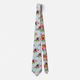 Gravata vintage roses in soft power  blue 