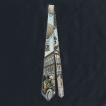 Gravata Vintage Science Fiction, Victorian Steam Punk City<br><div class="desc">Agora disponível! Gravatas impressas de lado duplo! Duas vezes mais legal! Imagem de viagem de ilustração venenosa e de transporte de ficção científica futurista apresentando pessoas viajando por dirigíveis, balões de ar quente, um trem invertido e um antigo automóvel convertível em uma metrópole vitoriana, punk a vapor, retrógrada à metrópole...</div>