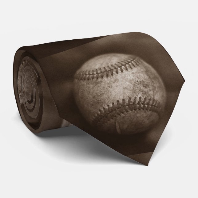 Gravata Vintage Sepia Baseball (Rolled)