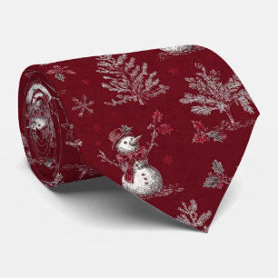 Gravata Vintage Toile de Jouy Vermelho Natal Botânica - Bo