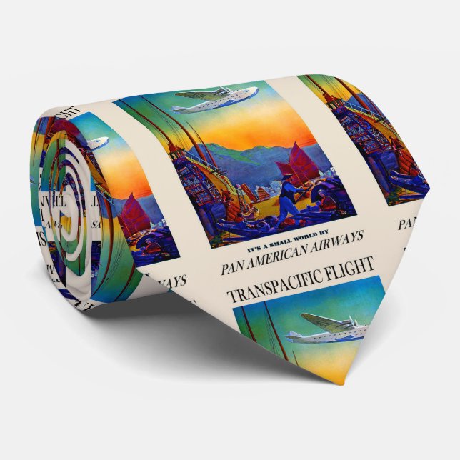 Gravata Vintage Transpacific Viagem Trabalho de arte (Rolled)