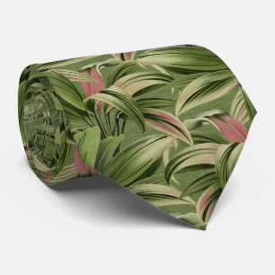 Gravata Vintage Tropical Palm Botânica Watercolor Verde