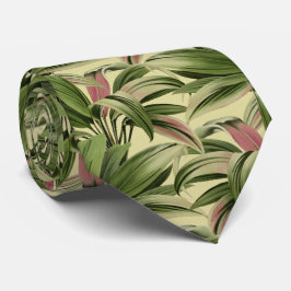 Gravata Vintage Tropical Palm Botanical Watercolor Cream