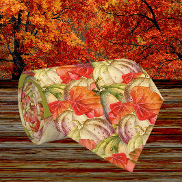 Gravata Vintage Watercolor Pumpkins Autumn Fall Orange