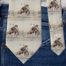 Gravata Vintage Western Cowboy Em Bucking Horse