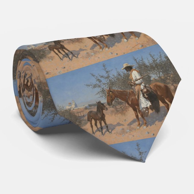 Gravata Vintage Western Cowboy Horse and Colt (Rolled)