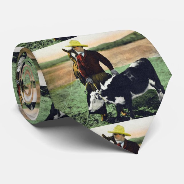 Gravata Vintage Western Ranch Cowboy com o Vitelo (Rolled)