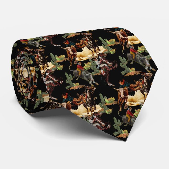 Gravata Vintage Western Rodeo Evita Cowboy (Rolled)
