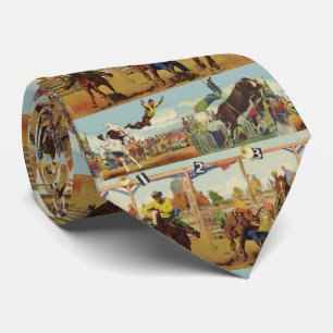 Gravata Vintage Western Rodeo Evita Cowboys Horses Bulls