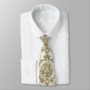 Gravata Vintage White Brocade Damask