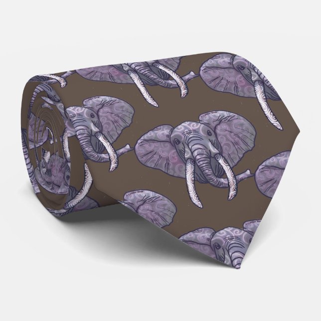 Gravata Violet Elephant Tie (Rolled)