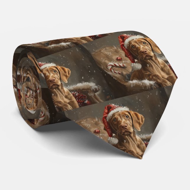 Gravata Vizsla Dog Christmas Festivo (Rolled)
