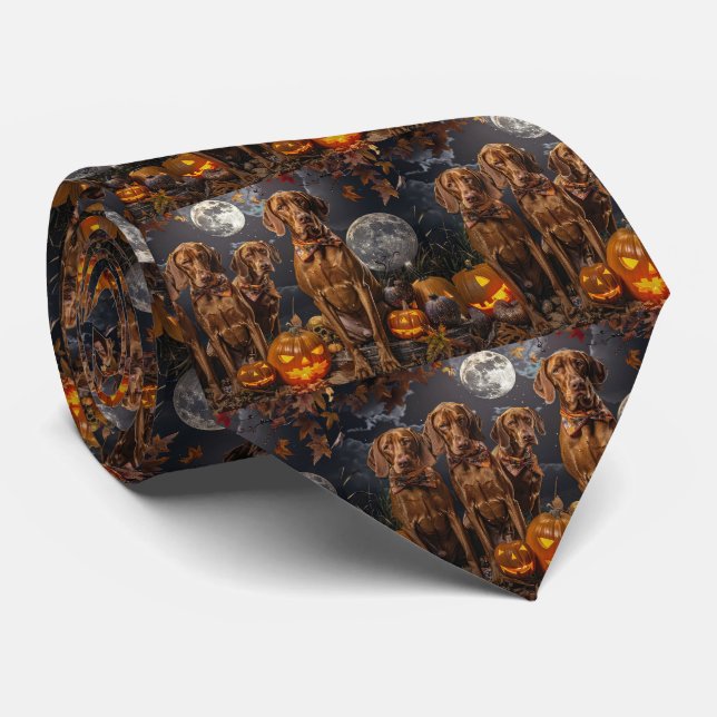 Gravata Vizsla Halloween Assustador (Rolled)