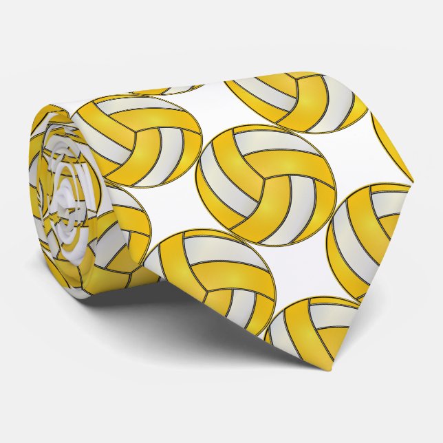 Gravata Voleibol Branco e Amarelo desportivo (Rolled)