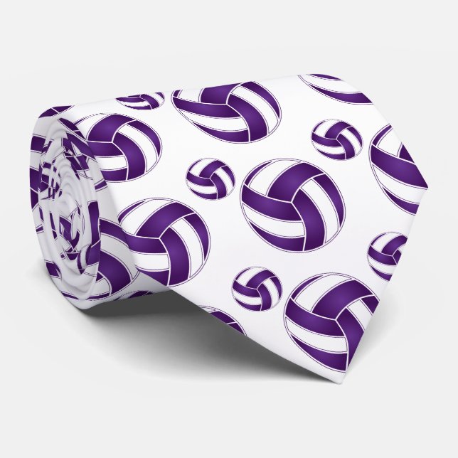 Gravata Voleibol de 🏐 Roxo e Branco (Rolled)