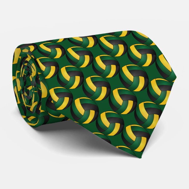Gravata Voleibol desportivo - Verde e Dourado (Rolled)