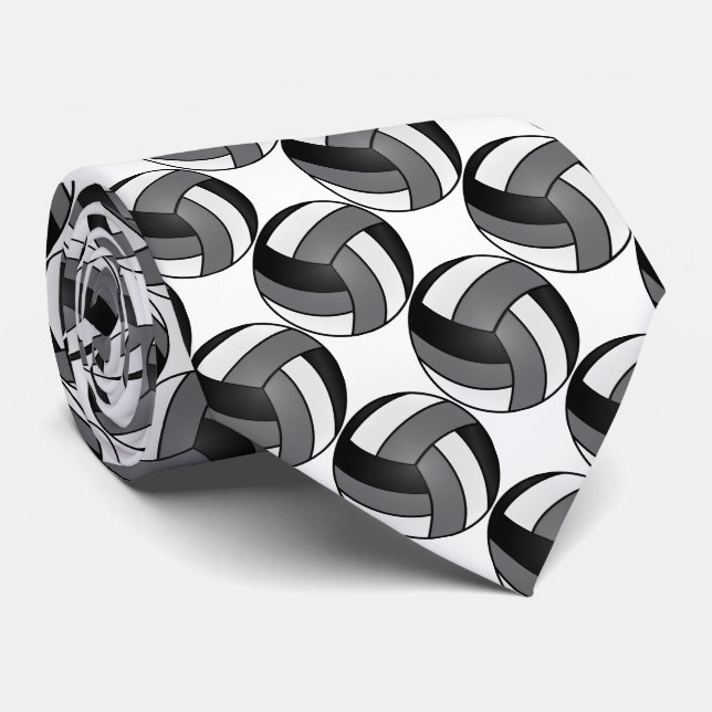 Gravata Voleibol do esporte branco, negro e Cinza (Rolled)