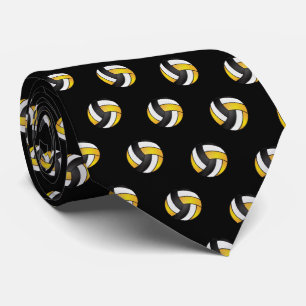 Gravata Voleibol Ouro amarelo, branco e preto