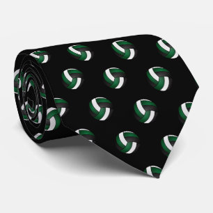 Gravata Voleibol Verde escuro, branco e preto