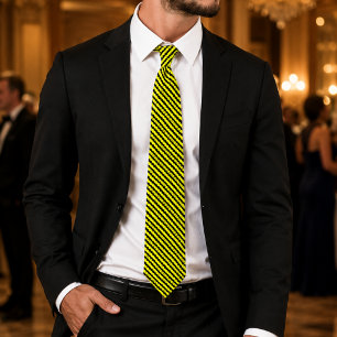 Gravata Volt Sovereign Luxo Listrado Preto e Amarelo