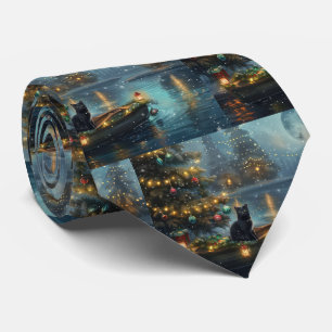 Gravata Voyage festiva de gato preto