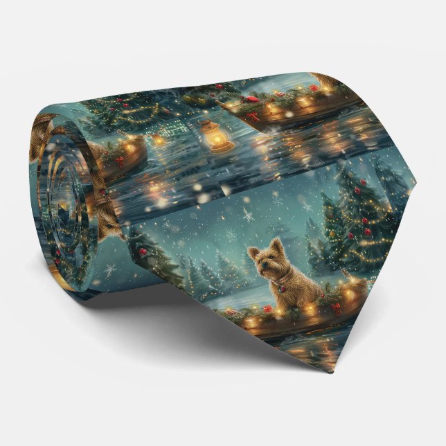 Gravata Voyage festiva do Cairn Terrier Christmas (Rolled)