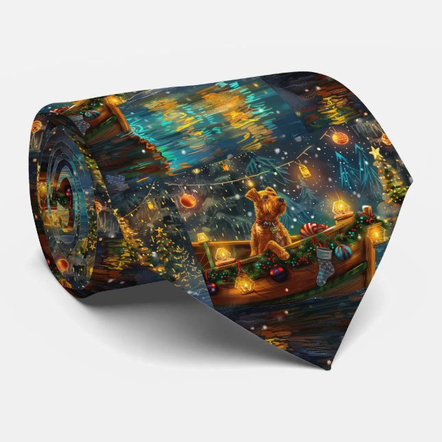 Gravata Voyage festiva no Natal Airedale (Rolled)