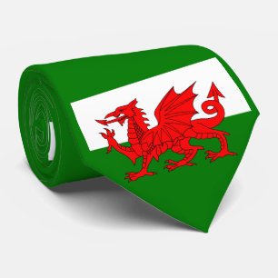 Gravata  Wales flag Welsh red dragon