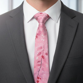 Gravata Watercolor Abstract Vines with Pink Background