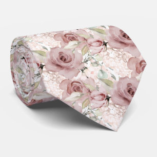 Gravata Watercolor Dusty Rosa Hydrangeas FAZER fundo