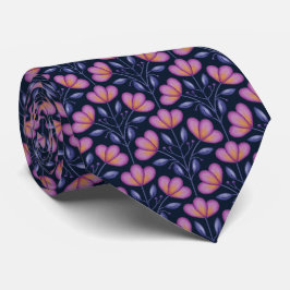 Gravata Watercolor Flora Motif Tie Marinho