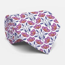 Watercolor Flora Motif Tie White
