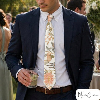 Gravata watercolor flower collage tie
