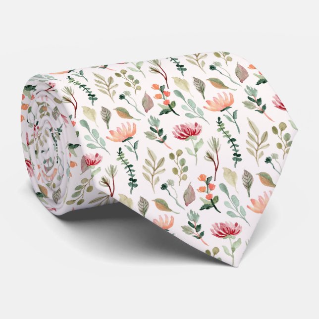 Gravata Watercolor Flowers Pattern (Rolled)