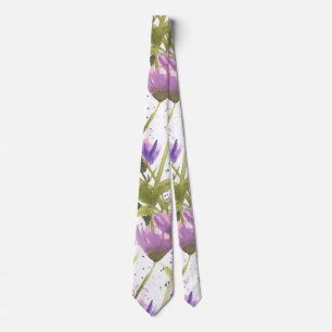 Gravata Watercolor Purple Daisies Garden