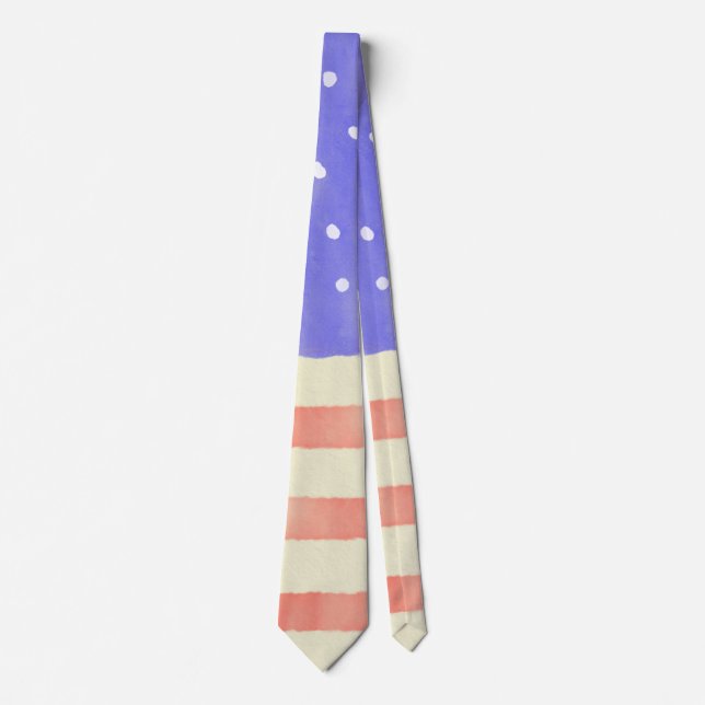 Gravata Watercolor rustic bandeira americana (Frente)