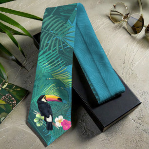 Gravata Watercolor Tropical w/Toucan Teal ID577