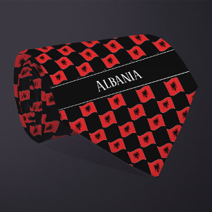 Gravata Wavy Albânia Flag Pattern