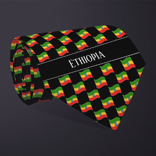 Gravata Wavy Etiópia Flag Pattern