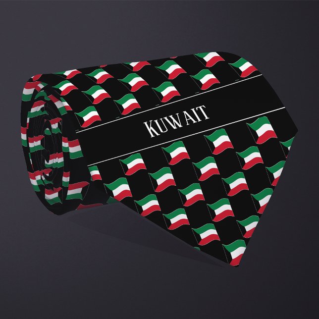 Gravata Wavy Kuwait Flag Pattern (Criador carregado)