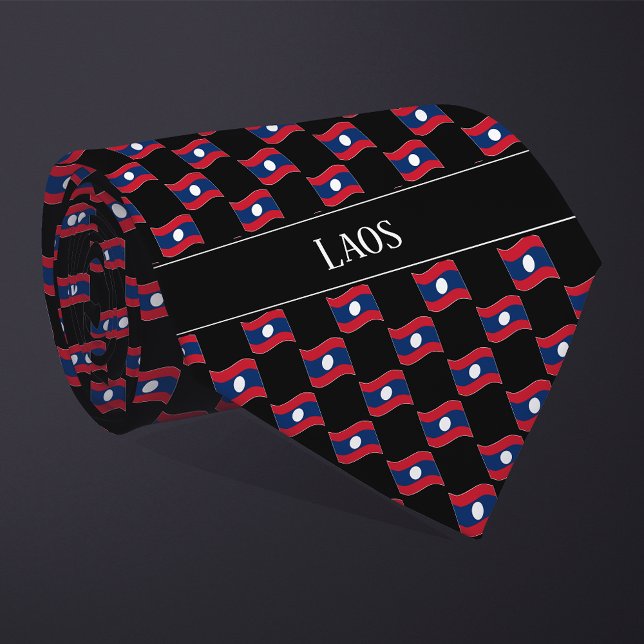 Gravata Wavy Laos Flag Patterno (Criador carregado)