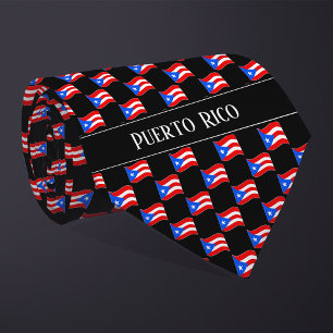 Gravata Wavy Porto Rico Flag Pattern