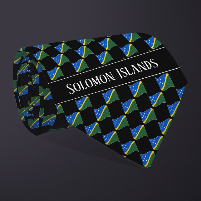 Gravata Wavy Solomon Islands Flag Pattern  (Criador carregado)