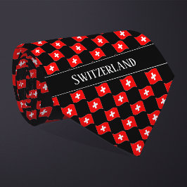 Gravata Wavy Switzerland Flag Pattern