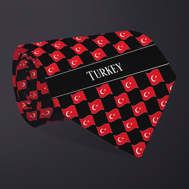 Gravata Wavy Turkey Flag Pattern  (Criador carregado)