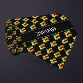 Gravata Wavy Zimbabwe Flag Pattern 