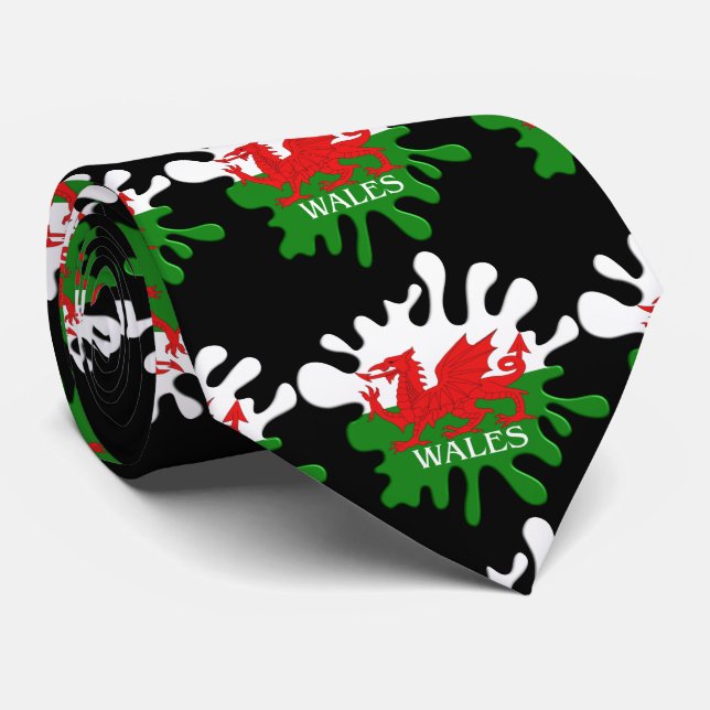 Gravata Welsh Cymru Flag Tie (Rolled)