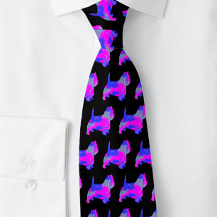 Gravata West Highland Westie Terrier Pink Silhouette Black