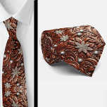 Gravata Western Brown Faux Leather Tooled Diamond Tie<br><div class="desc">🤎🌵 Brown Western Faux Leather Tooled Floral with White Faux Diamonds Neck Tie 🌵🤎 Saddle up your style with this Brown Western Leather Faux Tooled Floral Neck Tie with White Faux Diamonds. Featuring a rich, rustic brown background and an intricate faux tooled floral pattern, this design captures the timeless look...</div>