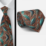 Gravata Western Brown Faux Leather Tooled with Feathers<br><div class="desc">🤎🌵 Brown Western Faux Leather Tooled Floral with Teal Blue Feathers Neck Tie 🌵🤎 Saddle up your style with this Brown Western Leather Faux Tooled Floral Neck Tie with Teal Blue Feathers. Featuring a rich, rustic brown background and an intricate faux tooled floral pattern, this design captures the timeless look...</div>